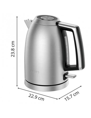 Bouilloire KRUPS inox 1.7L rapide et design contemporain