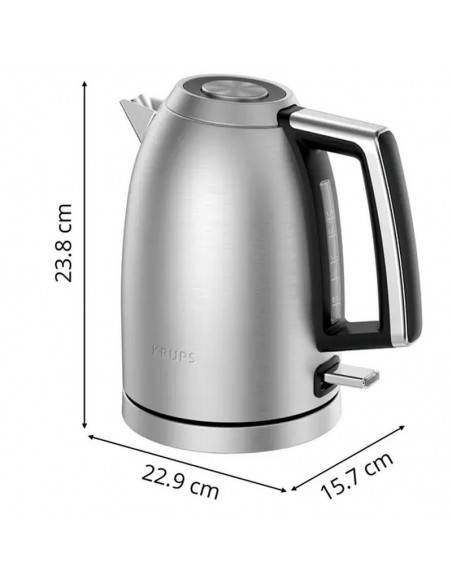 Bouilloire KRUPS inox 1.7L rapide et design contemporain