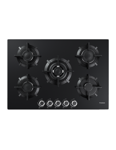 Plaque encastrable professionnelle noire avec brûleurs puissants