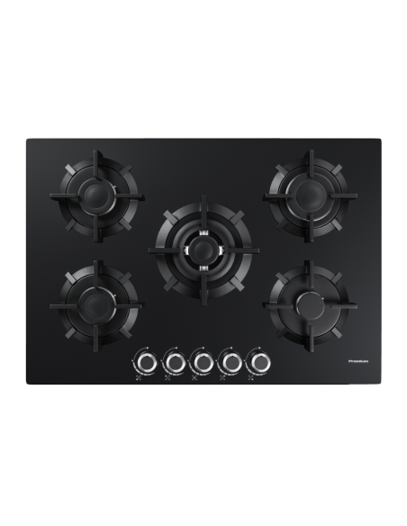 Plaque encastrable professionnelle noire avec brûleurs puissants