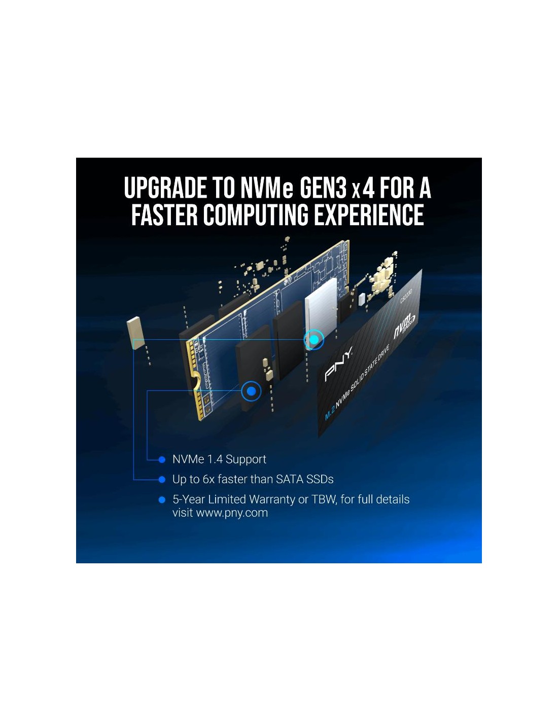 ssd pny cs2230 500go nvme pcie gen3 stockage rapide pc