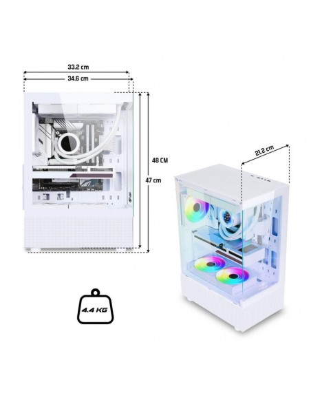 Boîtier gaming RGB blanc Spectra Artic avec hub de contrôle intégré
