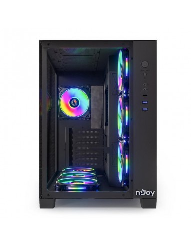 boîtier gaming Njoy pas cher avec panneau verre trempé et RGB