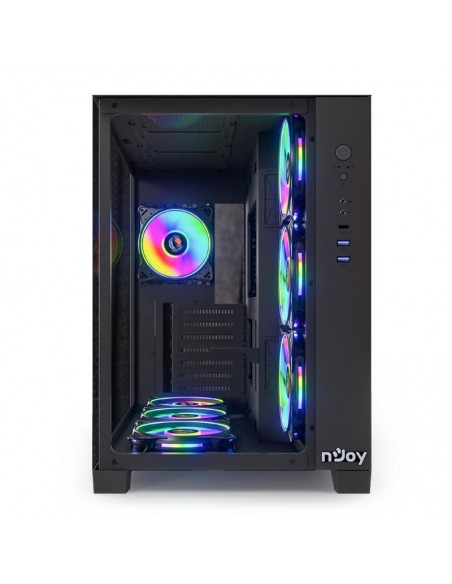 boîtier gaming Njoy pas cher avec panneau verre trempé et RGB