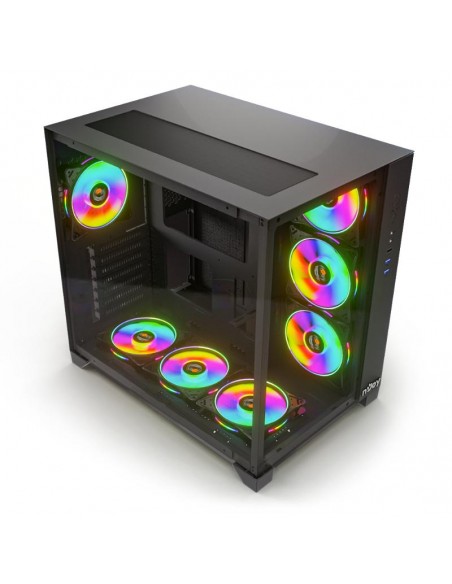 Boîtier Gamer NJOY Aura RGB noir ports USB type C façade