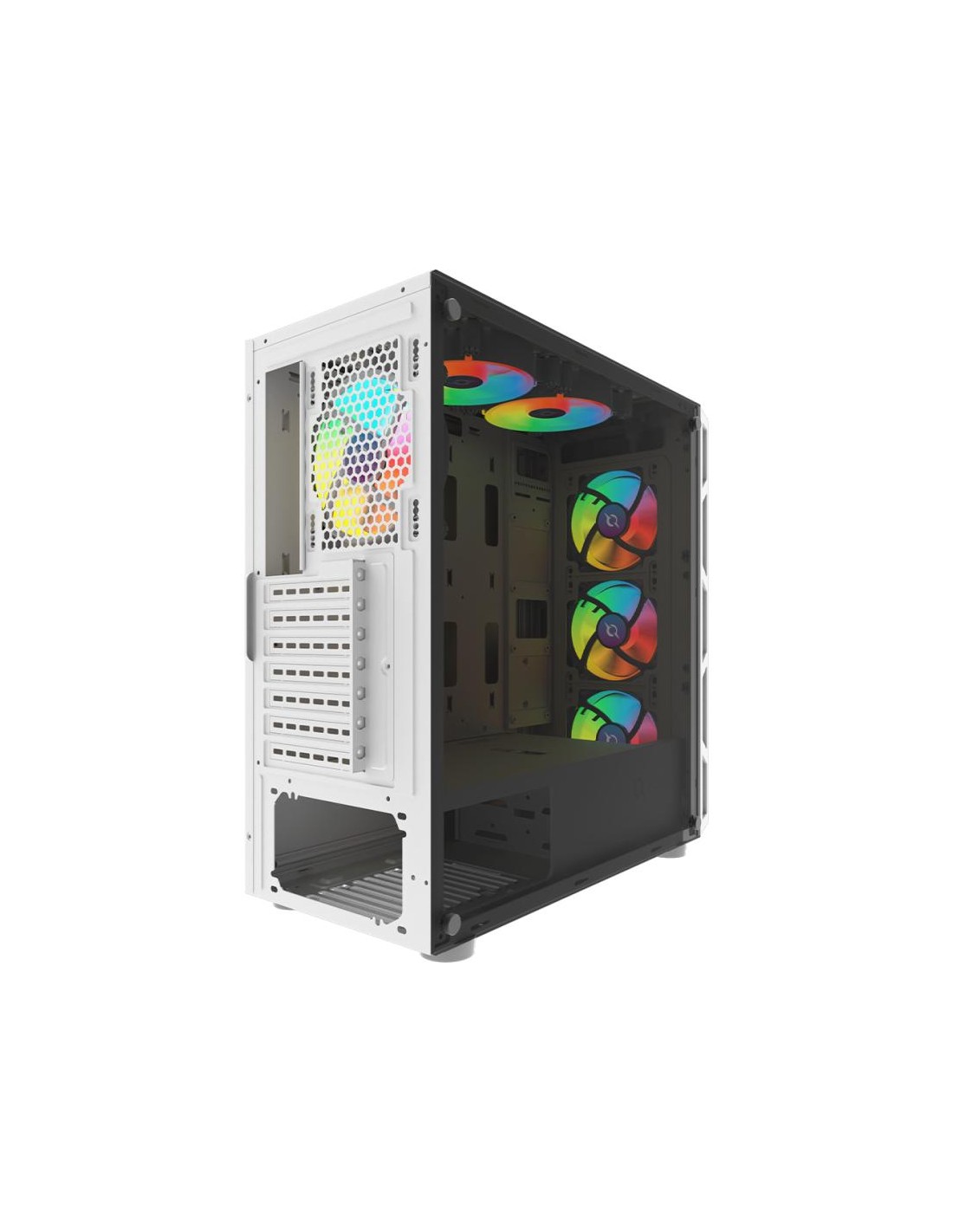 Boitier PC gamer blanc AQIRYS intérieur spacieux cable management