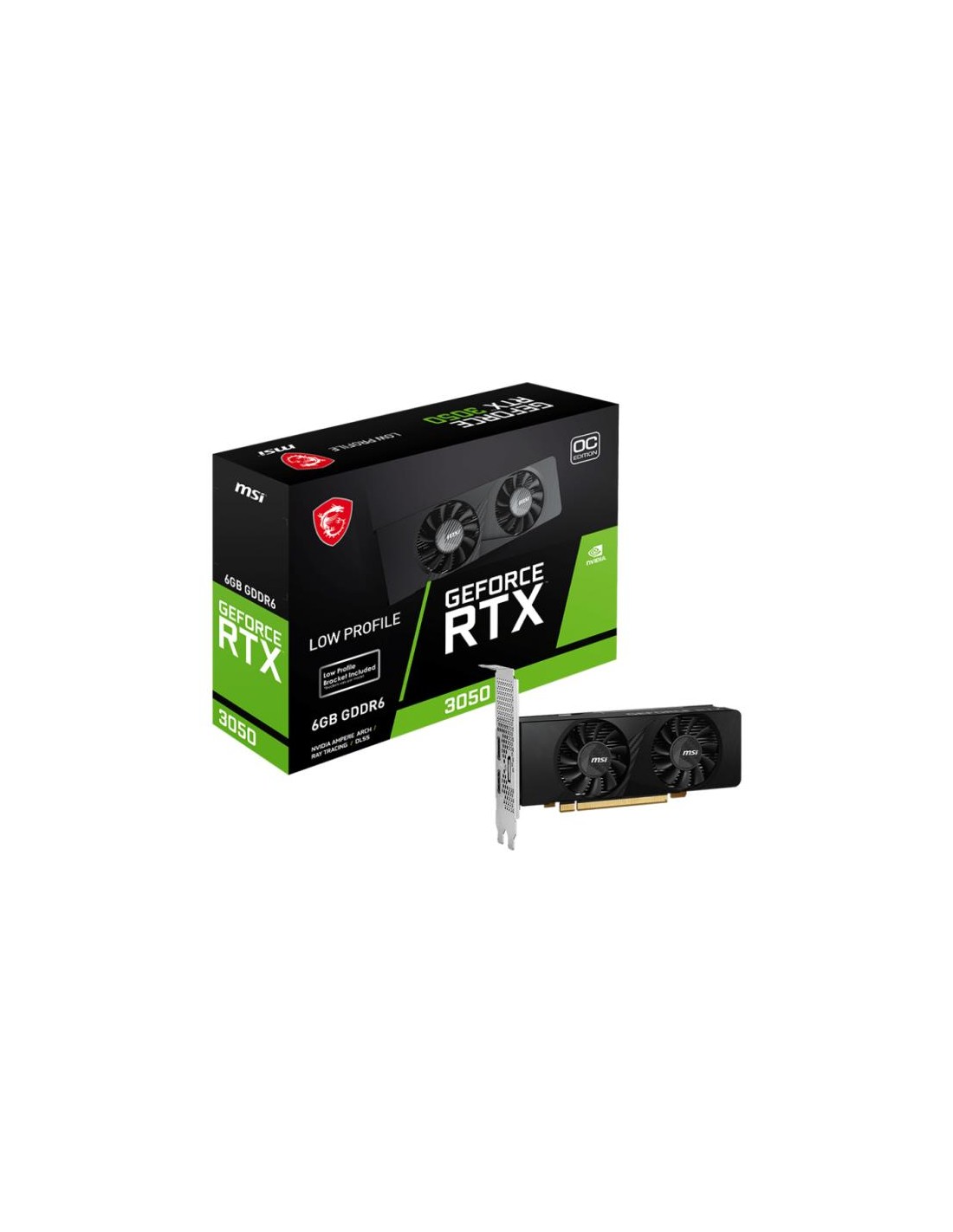 MSI GeForce RTX 3050 LP 6G OC GDDR6 vue face compacte