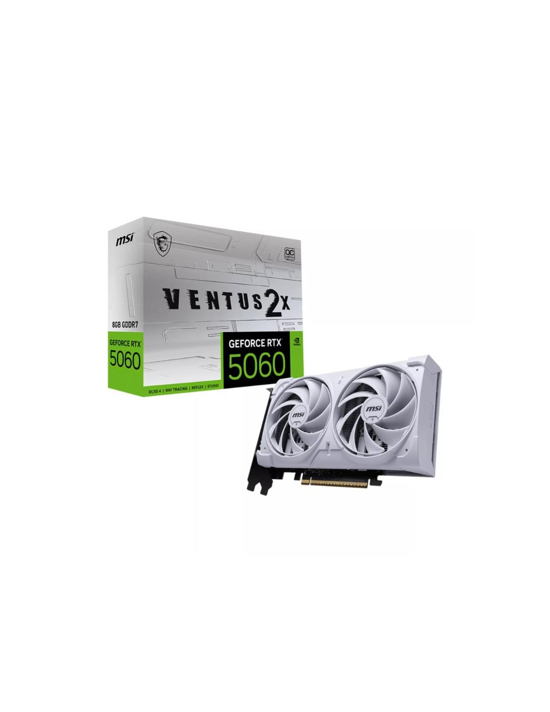 MSI GeForce RTX 5060 8G VENTUS 2X OC WHITE vue globale design blanc
