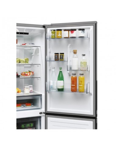 Réfrigérateur inox Hoover 355L double porte organisation optimale alimentaire