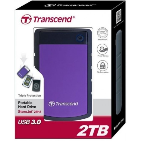 Disque dur externe Antichocs Transcend StoreJet 25H3P 2 To / Purple