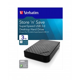 Disque Dur Externe Verbatim Store 'n' Save 3.5" USB 3.0 / 3 To Disque Dur Externe Verbatim Store 'n' Save 3.5" USB 3.0 / 3 To