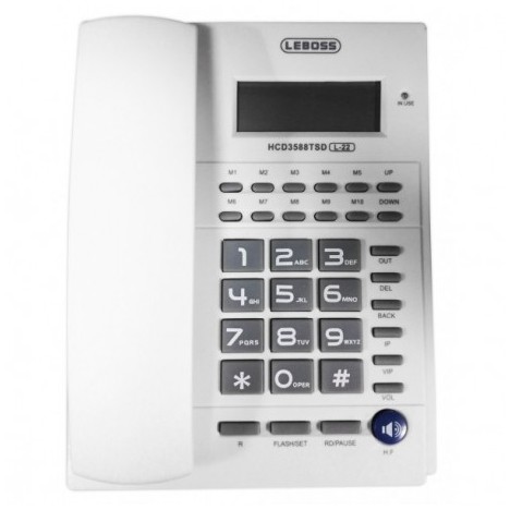 Téléphone Filaire LEBOSS HCD3588TSD L-22 Noire afficheur Blanc