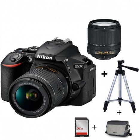 Appareil Photo Réflex Numérique Nikon D5600 + Obj Nikkor 18-55mm + SD SanDisk 32Go + Trépied + Sacoche