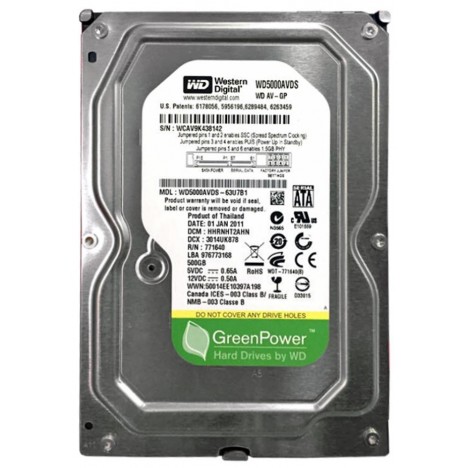 Disque Dur Interne 3.5" Western Digital Green 500 Go