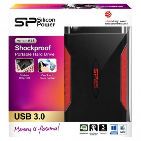 Disque Dur Externe Antichocs Silicon Power Armor A15 1 To / Noir&Rouge