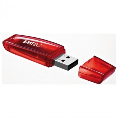 Clé USB 2.0 Emtec C410 16Go transparente rouge