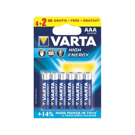 4x Piles AAA Varta High Energy LR03 BP4 + 2 Piles offertes