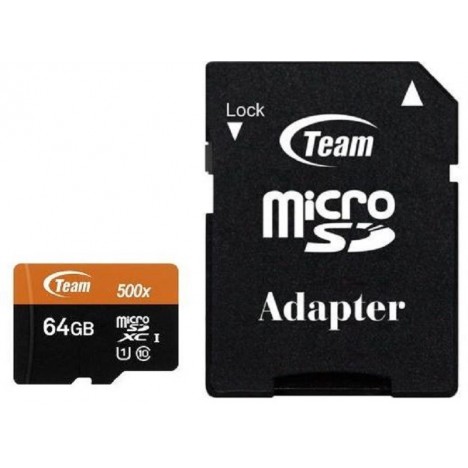 Carte Mémoire TEAM GROUP 64GB Class 10 avec Adaptateur