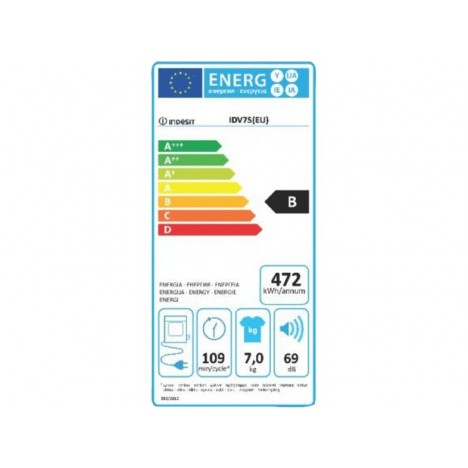 Sèche-linge INDESIT évacuation B 7 Kg Blanc IDV75-EU Sèche-linge INDESIT évacuation B 7 Kg Blanc IDV75-EU