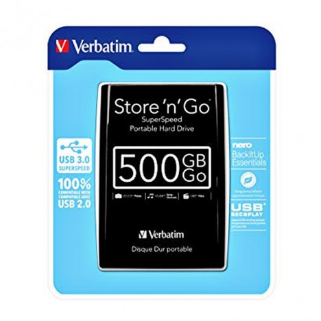 Disque Dur Externe Verbatim Store'n' Go USB 3.0 / 500 GO / Noir