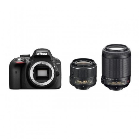 Appareil Photo Réflex Numérique Nikon D3400 + Obj Nikkor 18-55mm + Obj Nikkor 55-200mm + Trépied ou Sacoche