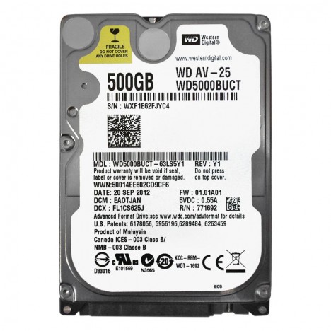 Disque Dur Interne 2.5" Western Digital 500Go