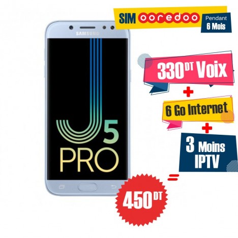 Téléphone Portable Samsung Galaxy J5 Pro / 4G / Noir + 1 Mois IPTV Offert + Gratuite 55 DT Téléphone Portable Samsung Galaxy J5 Pro / 4G / Noir + 1 Mois IPTV Offert + Gratuite 55 DT