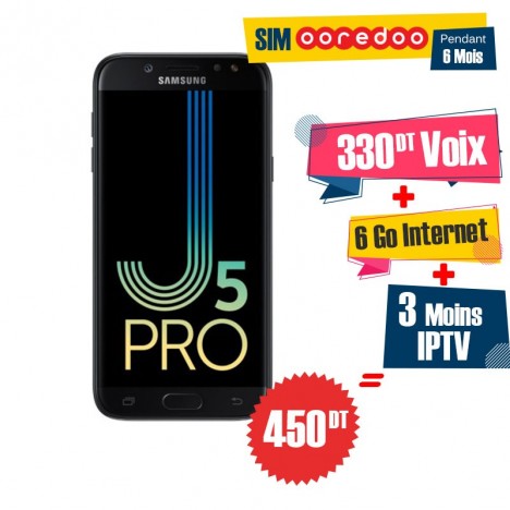 Téléphone Portable Samsung Galaxy J5 Pro / 4G / Noir + 1 Mois IPTV Offert + Gratuite 55 DT Téléphone Portable Samsung Galaxy J5 Pro / 4G / Noir + 1 Mois IPTV Offert + Gratuite 55 DT