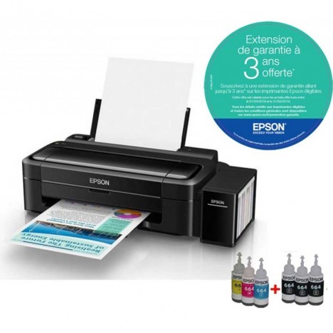 Imprimante Epson à réservoir intégré Couleur L310 + 4 Bouteilles d'encre Imprimante Epson à réservoir intégré Couleur L310 + 4 Bouteilles d'encre