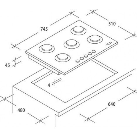 Table de cuisson CANDY 5feux inox CFX75 P Table de cuisson CANDY 5feux inox CFX75 P
