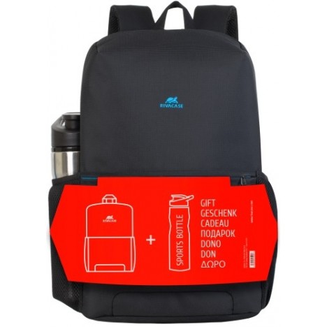 Pack Sac À Dos 15.6" Rivacase 8068 + Bouteille De Sport / Noir
