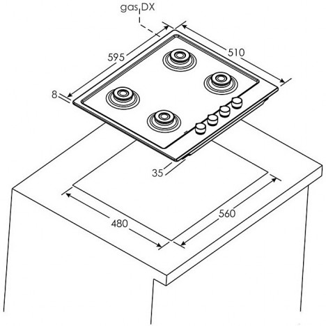 PLAQUE DE CUISSON CANDY 4 FEUX CHW6BRX INOX