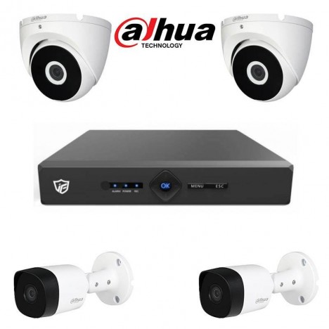 Pack Vidéo Surveillance 2 MP JF TECH DVR + 2 Caméra Interne + 2 Camera Externe