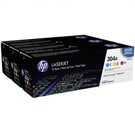Pack de 3 Toners LaserJet HP 304A Authentiques Couleurs