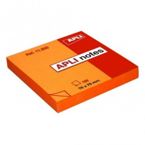 Bloc notes APLI 75x75 orange brillant 100 feuilles