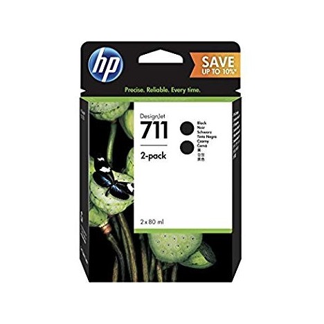 Pack de 2 Cartouches jet d'encre HP original P2V31A pour HP 711 -Noir