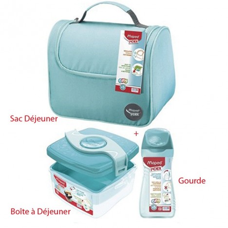 Pack Maped sac déjeuner + boîte à déjeuner + gourde Turquoise prix en  Tunisie