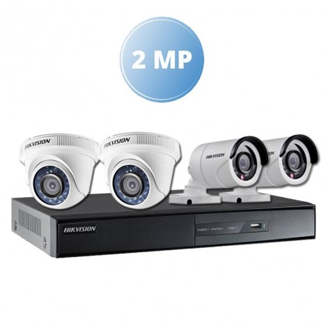 Pack Vidéo Surveillance Hikvision 2 MP DVR 8 CHANNELS+ 2 Caméra Interne 2MP + 2 Camera Externe 2MP