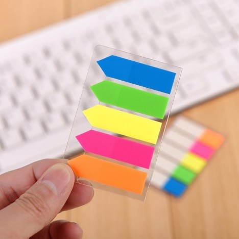 Stick Note Fléche 5 Couleurs PP Fluo