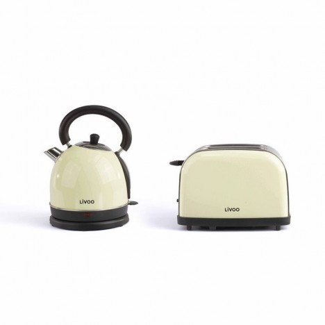 Set petit déjeuner vintage LIVOO 1800W/900W - 1.8L - Beige (DOD136C) Set petit déjeuner vintage LIVOO 1800W/900W - 1.8L - Beige (DOD136C)