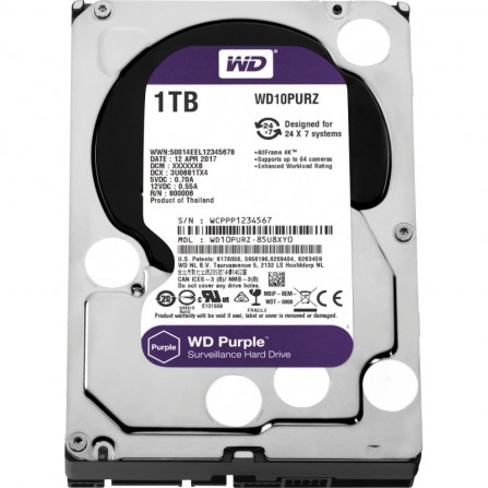 Disque Dur Interne 3.5" Pour Video Surveillance Western Digital Purple 1 To (WD10PURZ) 2