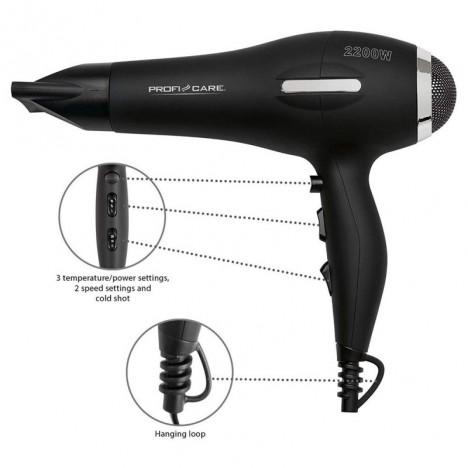 Sèche Cheveux Professionnel PROFICARE 2200 Watt- Noir(PC-HT 3017 )