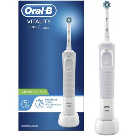 Brosse à dents rechargeable Vitality Cross Action Braun - Blanc (D100.413.1)