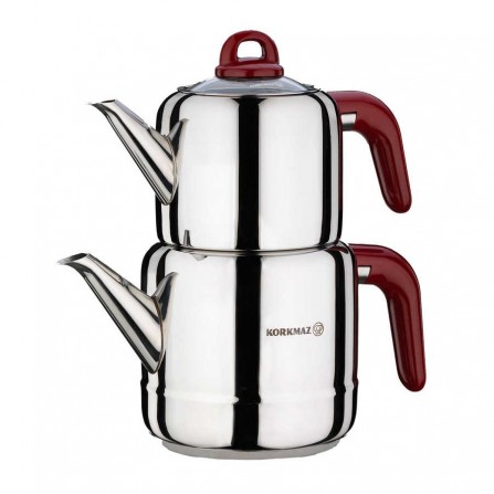 Ensemble de Théière KORKMAZ Hera - Inox & Rouge (A048-02) 2