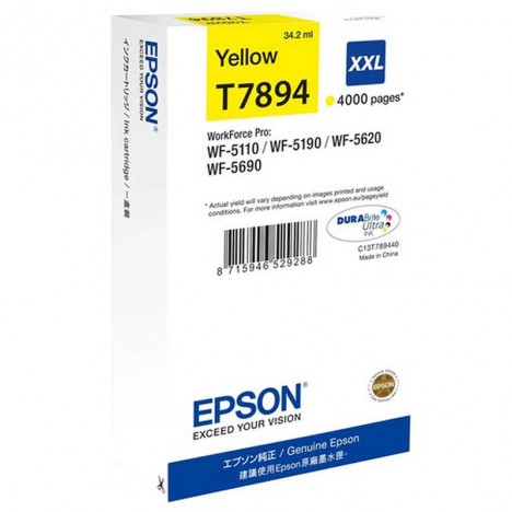 Cartouche d'encre Jaune XXL Epson T7892 WF-5110/5620 Series Ink Cartridge XXL Yellow (4 000 p)