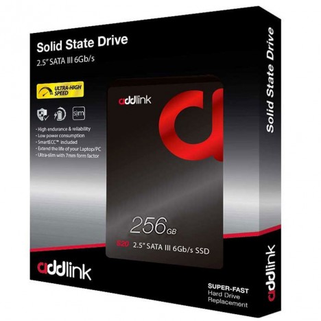 Disque Dur Interne ADDLINK 256 Go SSD 2.5" (AD256GBS20S3S)