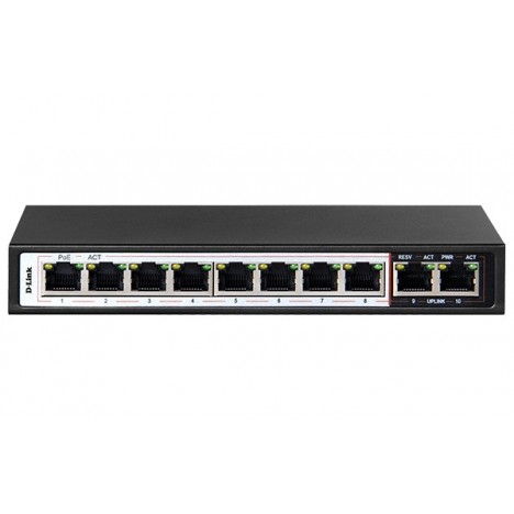 Commutateur PoE 10 ports avec 8 ports PoE longue portée de 250 m et 2 ports - (DES-F1010P-E/E)