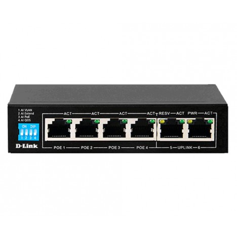 Hub de commutation D-LINK (DES-F1006P-E) 4 ports POE + 2 ports Uplink (5 ") - (DES-F1006P-E)