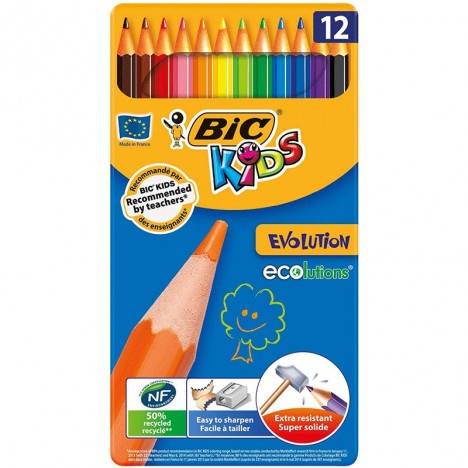 Pack de 12 Crayons Couleurs BIC Ecolution Kids Evolution