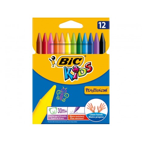 Plastidecor Lot de 12 crayons de cire Kids
